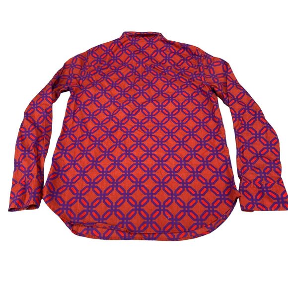 J.CREW Shirt Women's Size 4 Geometric Cotton Collared Button Down - Picture 2 of 13